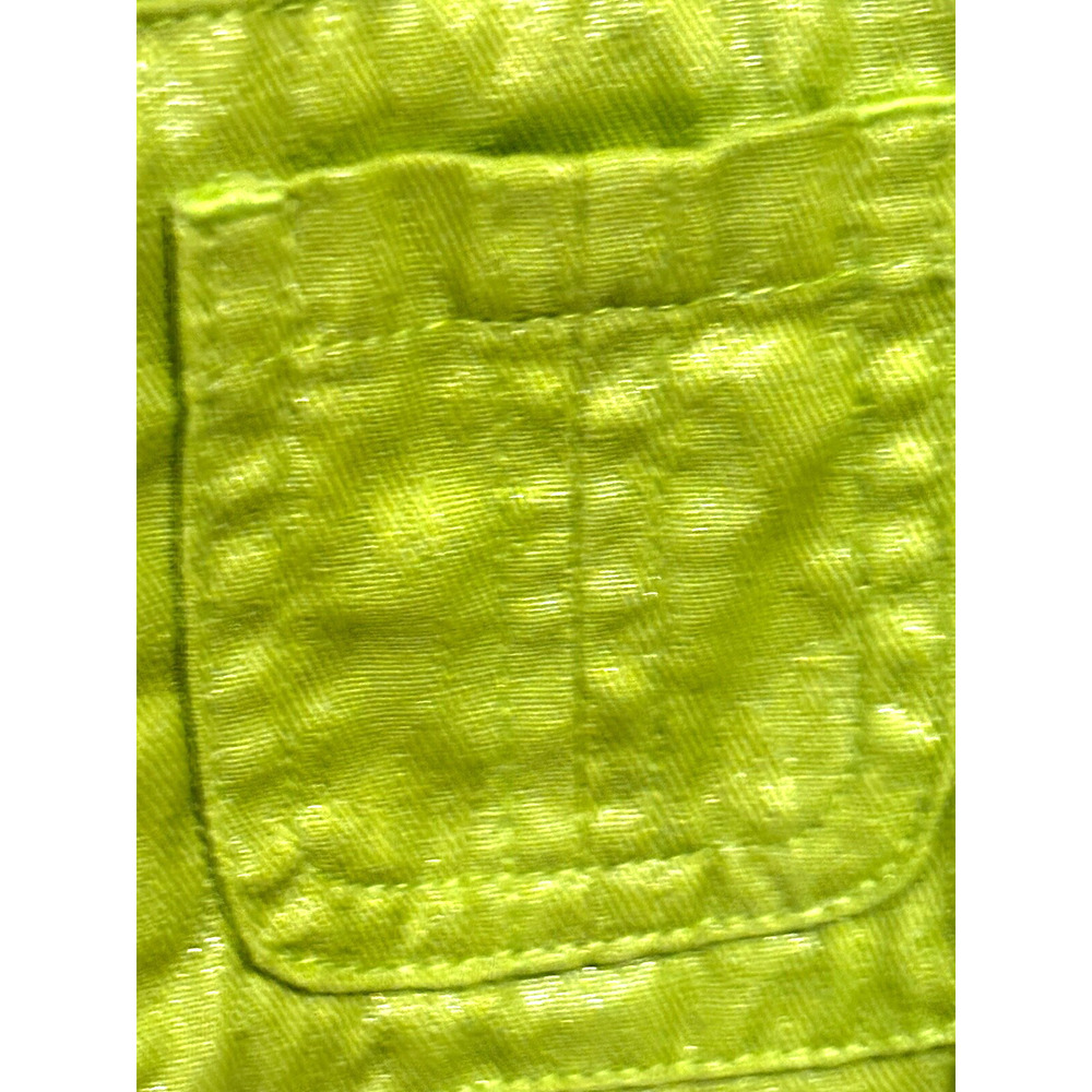 Chico's Chartreuse green Cotton Jacquard blazer Jacket Sz 0 S Coastal travel - Picture 4 of 9